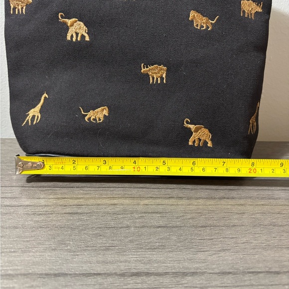 100% Cotton Small Black Purse‎ with Brown Safari Animals - Picture 6 of 7